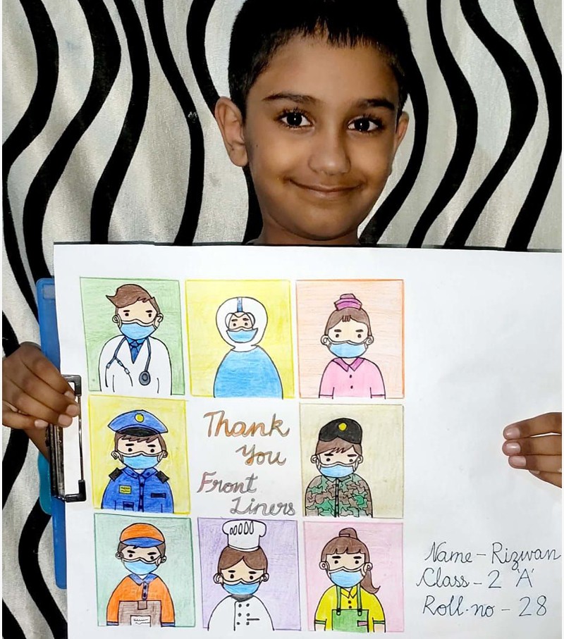 Students of Minister’s Hill Baptist Higher Secondary School participate in the drawing competition conducted on the theme ‘Thanking the Frontline Workers’ on September 24.